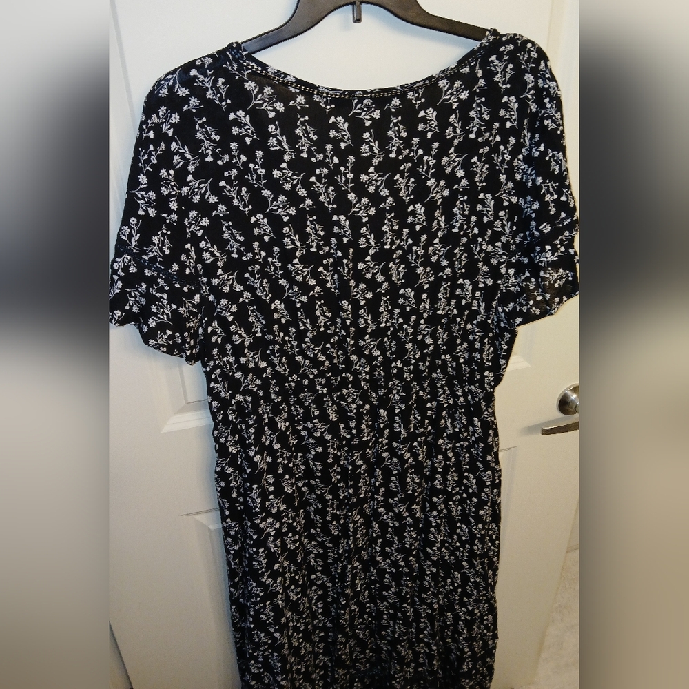 Black floral dress, always indigo, 2X